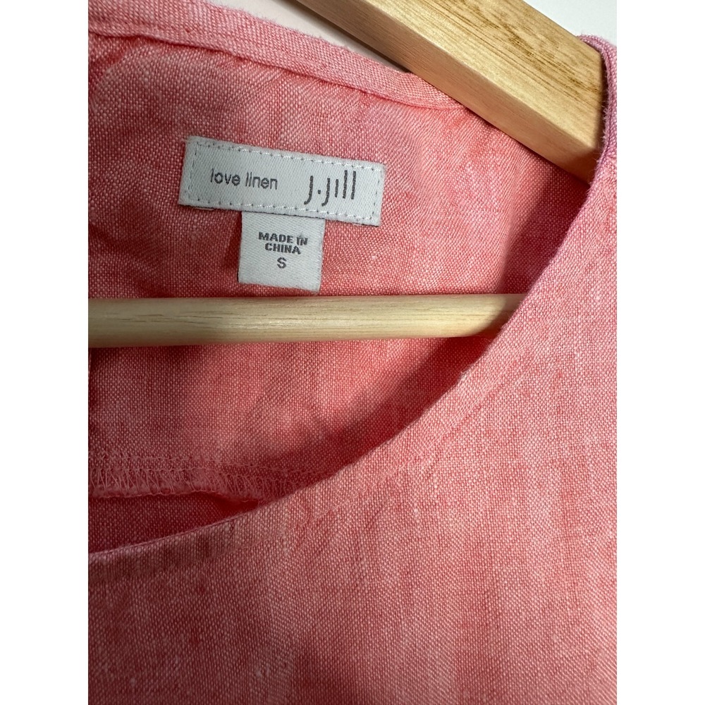 J. Jill Love Linen Shift Dress Pockets Sleeveless Button Bottom Coral Small - Picture 8 of 11